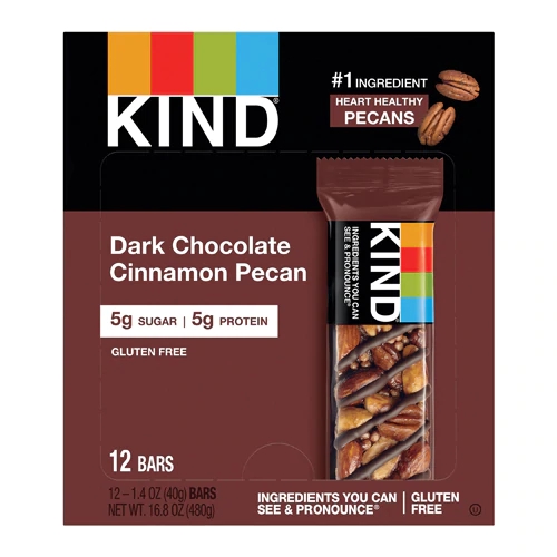 Kind Nuts & Spices Bars Dark Chocolate Cinnamon Pecan -- 12 Bars