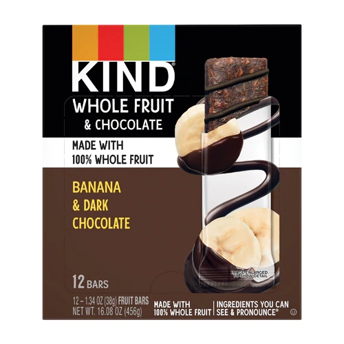 Kind Pressed Dried Fruit Bars Gluten Free Dark Chocolate Banana -- 12 Bars