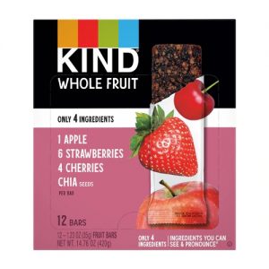 Kind Pressed Dried Fruit Bars Strawberry Apple Cherry Chia -- 12 Bars
