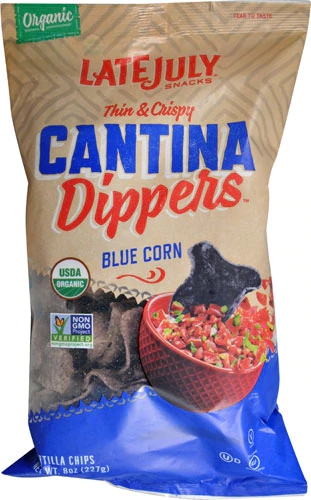Late July Snacks Organic Thin & Crispy Cantina Dippers Tortilla Chips Blue Corn -- 8 oz