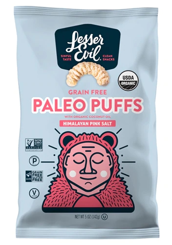 LesserEvil Organic Paleo Puffs Gluten Free Himalayan Pink Salt -- 5 oz