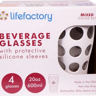 Lifefactory Beverage Glasses with Silcone Sleeves Optic White 4 Pack -- 20 oz