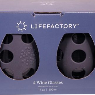 Lifefactory Wine Glasses with Silcone Sleeves Carbon 4 Pack -- 17 oz