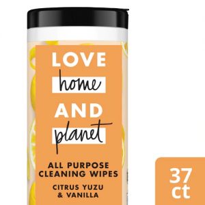Love Home & Planet Multi Purpose Cleaning Wipes Citrus Yuzu & Vanilla -- 37 Wipes Each / Pack of 4