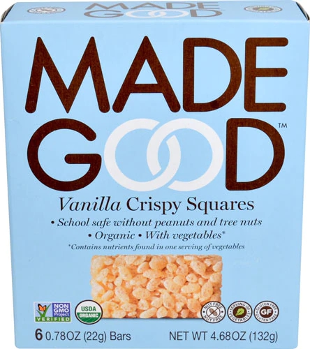 MadeGood Organic Crispy Squares Gluten Free Vanilla -- 6 Bars