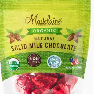 Madelaine Organic Natural Solid Milk Chocolate Red Hearts -- 6 oz