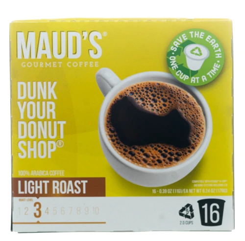 Maud's Gourmet Coffee Dunk Your Donut Shop Coffee Pods Light Roast -- 16 Pods