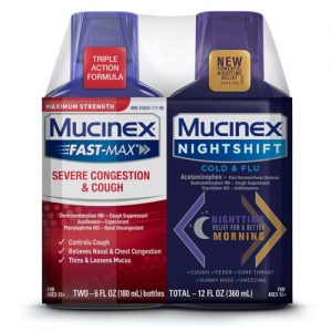 Mucinex Fast Max Adult Severe Congestion & Cough and Night Shift Cold & Flu Liquid Combo Pack -- 6 fl oz Each / Pack of 2