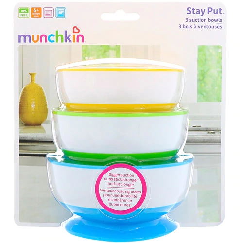 Munchkin Stay-Put Suction Bowls -- 3 Bowls