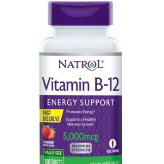Natrol Vitamin B-12 Fast Dissolve Strawberry -- 5000 mcg - 100 Tablets