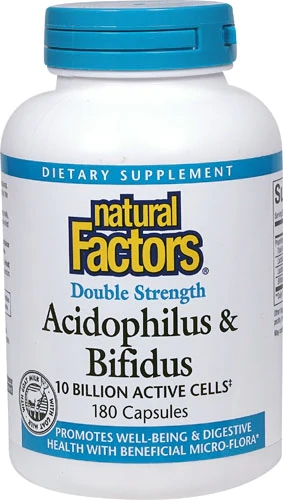 Natural Factors Acidophilus & Bifidus -- 10 billion cells - 180 Capsules