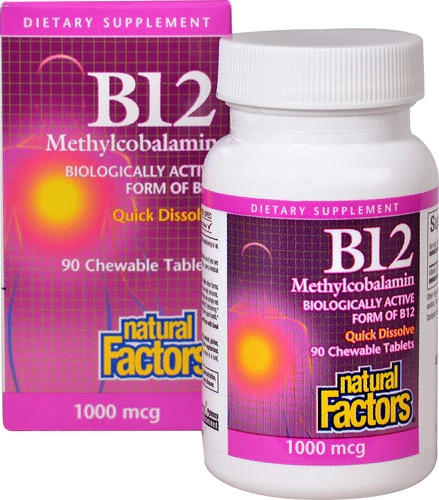 Natural Factors B12 Methylcobalamin -- 1000 mcg - 90 Chewable Tablets