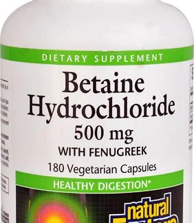 Natural Factors Betaine Hydrochloride with Fenugreek -- 500 mg - 180 Vegetarian Capsules