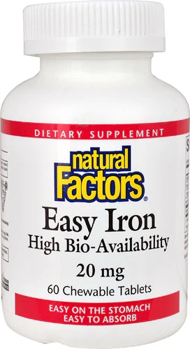 Natural Factors Easy Iron -- 20 mg - 60 Chewable Tablets