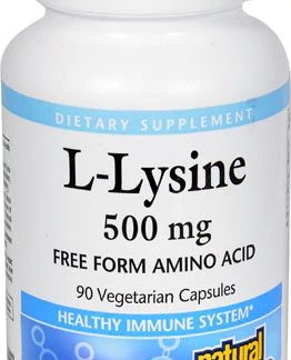 Natural Factors L-Lysine Free Form Amino Acid -- 500 mg - 90 Vegetarian Capsules