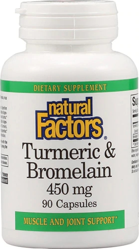 Natural Factors Turmeric & Bromelain -- 450 mg - 90 Capsules