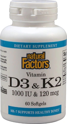 Natural Factors Vitamin D3 & K2 -- 60 Softgels