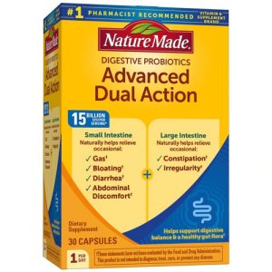 Nature Made Advanced Dual Action Digestive Probiotics -- 30 Capsules