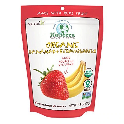 Nature's All Foods Organic Freeze Dried Raw Bananas & Strawberries -- 1.8 oz