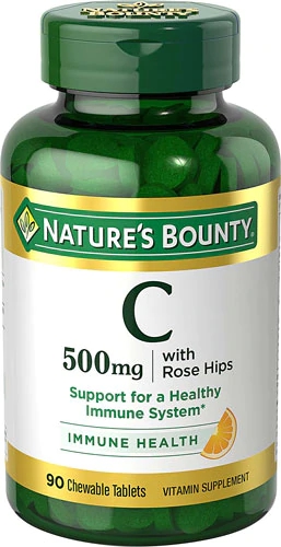 Nature's Bounty Chewable Vitamin C-500 with Rose Hips Natural Orange -- 500 mg - 90 Chewable Tablets