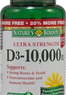 Nature's Bounty D3 Ultra Strength -- 10000 IU - 72 Softgels