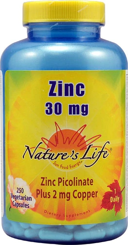 Nature's Life Zinc -- 30 mg - 250 Vegetarian Capsules