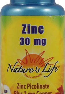 Nature's Life Zinc -- 30 mg - 100 Vegetarian Capsules
