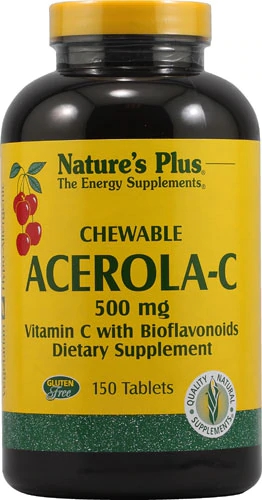 Nature's Plus Chewable Acerola-C -- 500 mg - 150 Chewable Tablets