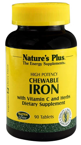 Nature's Plus Chewable Iron with Vitamin C and Herbs Cherry -- 90 Tablets