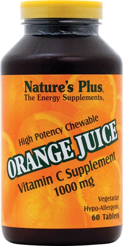 Nature's Plus Chewable Orange Juice Vitamin C -- 1000 mg - 60 Vegetarian Tablets