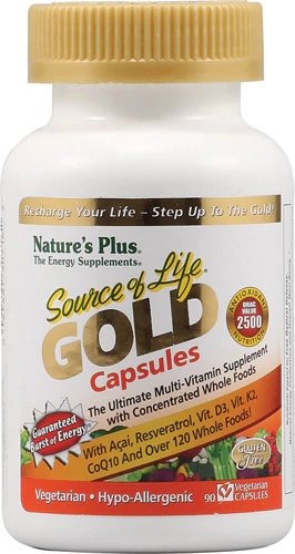 Nature's Plus Source of Life® GOLD Multi-Vitamin Supplement -- 90 Vegetarian Capsules