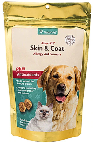 NaturVet Aller-911™ Skin and Coat Allergy Soft Chews for Dogs and Cats -- 90 Chewables