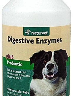 NaturVet Digestive Enzymes plus Probiotics -- 90 Chewable Tablets