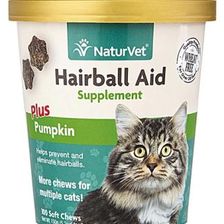 NaturVet Hairball Aid Supplement Plus Pumpkin Soft Chews for Cats -- 100 Soft Chews