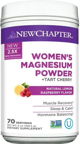 New Chapter Women's Magnesium Powder Plus Tart Cherry Natural Lemon Raspberry -- 70 Servings