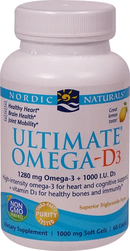 Nordic Naturals Ultimate® Omega-D3™ Lemon -- 1000 mg - 60 Softgels