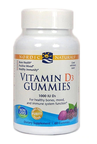 Nordic Naturals Vitamin D3 Gummies Wild Berry -- 1000 IU - 60 Gummies
