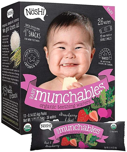 Nosh Baby Munchables Teething Wafers - Strawberry & Beet -- 13 Packs