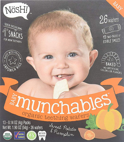 Nosh Baby Munchables Teething Wafers - Sweet Potato & Pumpkin -- 12 Packs