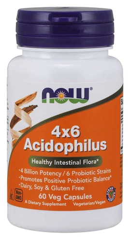 NOW Acidophilus 4 X 6 -- 60 Veg Capsules