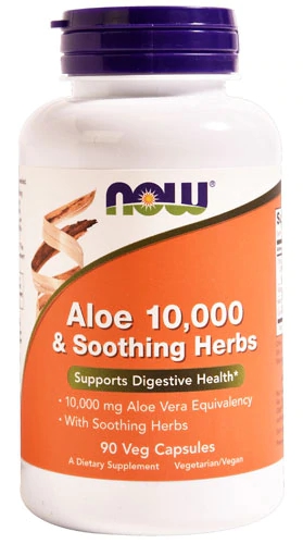 NOW Foods Aloe 10,000 & Soothing Herbs -- 90 Vegetable Capsules