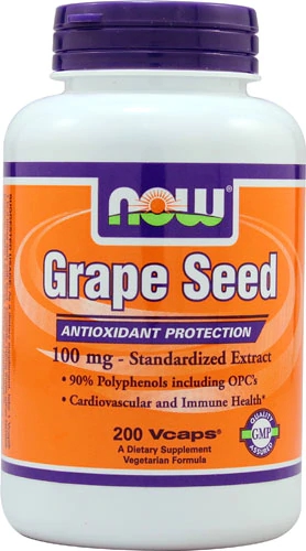 NOW Foods Grape Seed -- 100 mg - 200 Veg capsules