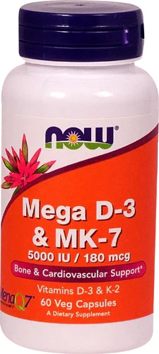 NOW Foods Mega D-3 & MK-7 -- 60 Vegetarian Capsules
