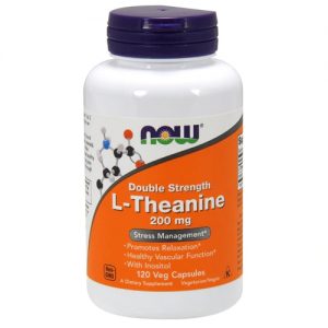 NOW L-Theanine Double Strength -- 200 mg - 120 Veg Capsules