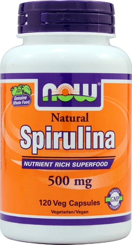 NOW Natural Spirulina -- 500 mg - 120 Vegetarian Capsules
