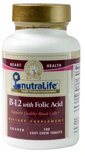 Nutralife B-12 with Folic Acid -- 180 Easy Chew Tablets