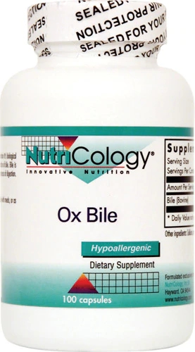 NutriCology Ox Bile -- 500 mg - 100 Vegi Caps