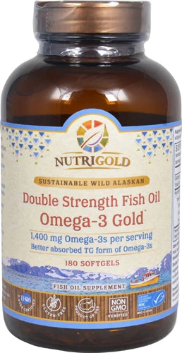 NutriGold Double Strength Fish Oil Omega-3 Gold -- 1400 mg - 180 Softgels