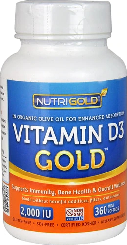 NutriGold Vitamin D3 Gold™ -- 2000 IU - 120 Vegan Capsules