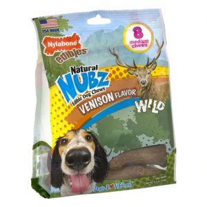 Nylabone Natural Nubs Edible Dog Chews Antler Medium Venison -- 8 Dog Treats